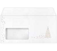 SIGEL Sobres navideños 22 x 11 cm | DU084, diseño árbol de Navidad dorado, 50 unidades