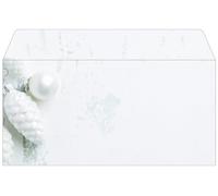 SIGEL Sobres navideños 22 x 11 cm | DU132, diseño piñas de abeto, blanco, 50 unidades