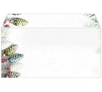SIGEL Sobres navideños 22 x 11 cm | DU177, 90 g/m², diseño piñas de abeto, verde, 50 unidades