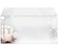 SIGEL Sobres navideños 22 x 11 cm | DU178, 90 g/m², diseño velas, blanco, 50 unidades