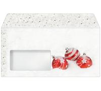 SIGEL Sobres navideños 22 x 11 cm | DU247, diseño bolas de Navidad, rojo/blanco, 50 unidades