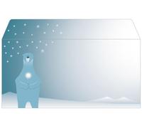 SIGEL Sobres navideños 22 x 11 cm | DU259, diseño «Polar Bear with Candle», engomados, 25 unidades