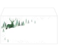 SIGEL Sobres navideños 22 x 11 cm | DU284, diseño estrellas navideñas, blanco/verde, 25 unidades
