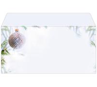 SIGEL Sobres navideños 22 x 11 cm | DU302, diseño estrellas y cristales navideños, verde/gris, 50 unidades