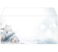 SIGEL Sobres navideños 22 x 11 cm | DU312, diseño estrellas navideñas, blanco/azul, 25 unidades