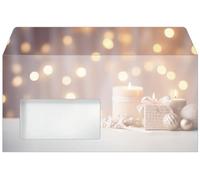 SIGEL Sobres navideños 22 x 11 cm | DU634, diseño de velas, oro/beige/champán, engomados, 50 unidades