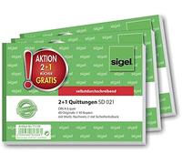 SIGEL T1178 - Bloc de recibos como SD021: A6 horizontal, 3 unidades, 2 x 40 hojas, autocopiante, microperforado, recibo estándar, de papel sostenible
