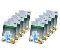 SIGEL TA212 Expositor de mesa inclinado, 21,5x15x6,5 cm (para A5 vertical) | para mostrador, restauración, oficina, boda, etc | resistente a los rayos UV, acrilico, transparente, 10 piezas