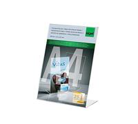 SIGEL TA230 Expositor de mesa inclinado, con compartimento, 30x21x12,5 cm (para A4 vertical) | para mostrador, restauración, oficina, boda, etc | resistente UV, acrilico, transparente, 1 pieza