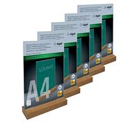 SIGEL TA256 Expositor de mesa vertical, acrílico, con base de madera de roble, para A4, 5 piezas