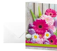 SIGEL Tarjetas con diseño C6 | DS001, 10 tarjetas plegables con sobres, diseño ramo de flores, rosa