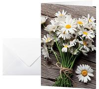 SIGEL Tarjetas con diseño C6 | DS105, 10 tarjetas plegables con sobres, diseño margaritas, blanco