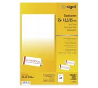 SIGEL DP046 80 Tarjetas de colocación precortadas, 95 x 42,5 mm, 185 g / m², blanco Tarjetas
