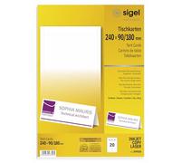 SIGEL Tarjetas de mesa 21 x 29,70 cm | DP050, 20 tarjetas precortadas, 24 x 9 cm, 185 g/m², blancas