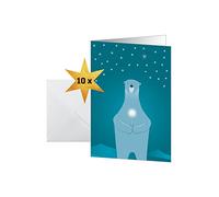 SIGEL Tarjetas de Navidad A6 | DS077, diseño «Polar Bear with Candle», 10 tarjetas con sobres, fáciles de imprimir
