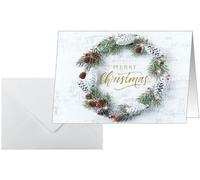 SIGEL Tarjetas de Navidad A6 | DS089, Christmas Wreath, formato horizontal, 25 tarjetas con sobres, fáciles de imprimir