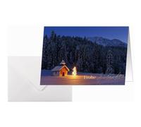 SIGEL Tarjetas de Navidad A6 | DS096, pequeña capilla nevada en las montañas, 10 tarjetas + sobres