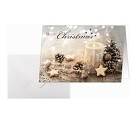 SIGEL Tarjetas de Navidad A6 | DS098, Beige Christmas Candle, 25 tarjetas + sobres