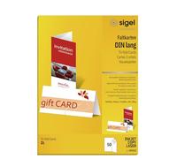 SIGEL Tarjetas plegables 10,50 x 21 cm | DP810, 50 tarjetas para agradecimientos o felicitaciones, sin diseño, blancas