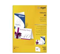SIGEL Tarjetas plegables 14,80 x 21 cm | DP910, 50 tarjetas para agradecimientos o felicitaciones, plegables, sin diseño, blancas