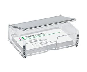 SIGEL VA112 Cajita para tarjetas de visita / Tarjetero acrílico, para hasta 80 tarjetas