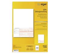 SIGEL ZV672 SEPA - Instrucciones de pago (texto en alemán, A4, 250 hojas, incluye asistente de etiquetado gratuito)