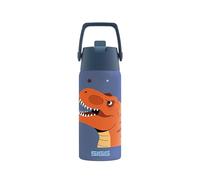 SIGG - Botella Aislada para Niños - Shield Therm FLIP T-Rex - A prueba de fugas - Apta para lavavajillas - Sin BPA - 90% acero inoxidable reciclado - Deporte y Escuela - Azul con Dinosaurio - 0.5L