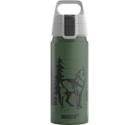 SIGG - Botella de aluminio para niños - WMB ONE Brave Wolf - Apta para bebidas carbonatadas - A prueba de fugas - Ligero - Sin BPA - Certificado ClimatePartner - Deportes y escuela - Verde - 0,6 L