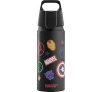 Sigg - Botella de aluminio para niños - WMB ONE Kids Avengers - Apto para bebidas carbonatadas - A prueba de fugas - Ligero - Sin BPA - Certificado climáticamente neutro - Deporte y escuela - Negro