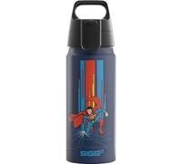 SIGG - Botella de aluminio para niños - WMB ONE Superman azul - apta para ácido carbónico - a prueba de fugas - ligera - sin BPA - Certificado climáticamente neutro - Deporte y escuela - Azul - 0,6 L