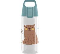 SIGG - Botella infantil - Viva One Brown Bear - Apta para bebidas carbonatadas - A prueba de fugas - Apto para lavavajillas - Sin BPA - Deportes y Escuela - Transparente - 0,5L