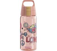 Sigg - Botella Tritan Renew para niños - Total Color ONE Kids Peace & Love - Apto para bebidas carbonatadas - Apto para lavavajillas - A prueba de fugas - Sin BPA - Deportes y escuela - Rosa - 0,5 L