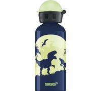 SIGG Glow Moon Dinos Cantimplora infantil (0.4 L), botella para niños sin sustancias nocivas y con tapa hermética, cantimplora ligera de aluminio