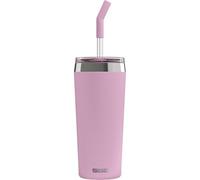 Sigg Helia Lingonberry Taza térmica de café para llevar (0,6 L), termo de acero inoxidable con doble aislamiento, vaso con pajita de cristal para bebida caliente y fría