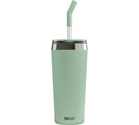 Sigg Helia Milky Green Taza térmica de café para llevar (0,45 L), termo de acero inoxidable con doble aislamiento, vaso con pajita de cristal para bebida fría y caliente
