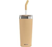 Sigg Helia Muted Peach Taza térmica de café para llevar (0,6 L), termo de acero inoxidable con doble aislamiento, vaso con pajita de cristal para bebida caliente y fría