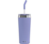 Sigg Helia Peaceful Blue Taza térmica de café para llevar (0,6 L), termo de acero inoxidable con doble aislamiento, vaso con pajita de cristal para bebida caliente y fría
