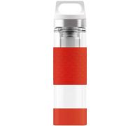 SIGG Hot & Cold Glass Botella térmica (0.4 L), cantimplora termo con aislamiento al vacío y sin sustancias nocivas, botella de vidrio con protección de silicona