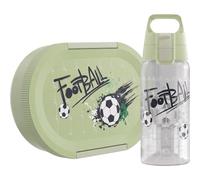 Sigg - LUMO Kids Set Football Splash - Botella infantil Viva One de 0,5 L y fiambrera para niños LUMO de 0,8 L - Apta para microondas y lavavajillas - Sin BPA - Ligero - Para la escuela, la guardería