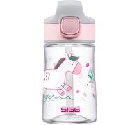 Sigg Miracle Pony Friend Cantimplora infantil (0.35 L), botella para niños con tapa hermética, botella de agua de tritán con pajita para usar con una mano
