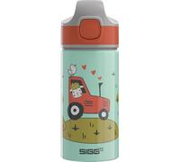 Sigg Miracle Tractor Farm Cantimplora infantil (0.4 L), resistente botella para niños con tapa hermética, botella de agua de aluminio con pajita para usar con una mano