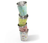 Sigg Set de vasos para niños (4 x 0.35 L), copas infantiles en 4 diseños coloridos para niños y niñas Wildlife, prácticos de acero inoxidable para dentro y fuera de casa