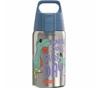 Sigg - Stainless Steel Kids Water Bottle - Shield Great Day - Suitable for Carbonated Beverages - Leakproof - Lightweight - BPA Free - Brushed with Dino - 0.5L