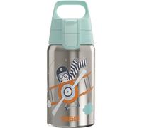 Sigg - Stainless Steel Kids Water Bottle - Shield One Fly Away - Suitable For Carbonated Beverages - Leakproof - Lightweight - BPA Free - Brushed with Helicopter - 0.5L