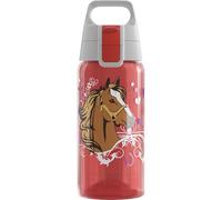 SIGG VIVA ONE Horses Cantimplora infantil (0.5 L), botella para niños sin sustancias nocivas y con tapa hermética, cantimplora transparente para usar con una mano