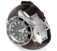 Sight Focus Correa de reloj de cuero retro con extremo curvado para Rolex Submariner, Daytona, GMT-Master, Yacht-Master, Explorer I, Café, 20mm