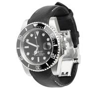 Sight Focus Correa de reloj de cuero retro de 20 mm con extremo curvado para Rolex Submariner, Daytona, GMT-Master, Yacht-Master, Explorer I, correa de reloj de cuero fresado curtido vegetal negro