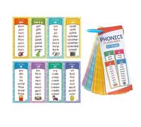Sight Words Phonics - 60 tarjetas de mezcla y dígrafos de doble cara con anillo y funda rígida, aprendizaje preescolar de jardín de infantes para ortografía, lectura, guardería y guardería