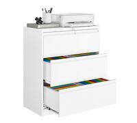 Sightlife Archivador Lateral con Cerradura, archivador metálico Grande de 3 cajones, Oficina en casa, Armario con Cerradura para archivadores Colgantes tamaño carta/legal/F4-Requiere Montaje