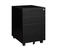 Sightlife Gabinete de Archivos Móvil con Cerradura y Cajones Mueble Archivador Cajonera de Oficina con 3 Cajones para Documentos de Oficina, Carpetas Suspendidas Almacenamiento 39 x 50 x 60 cm Negro